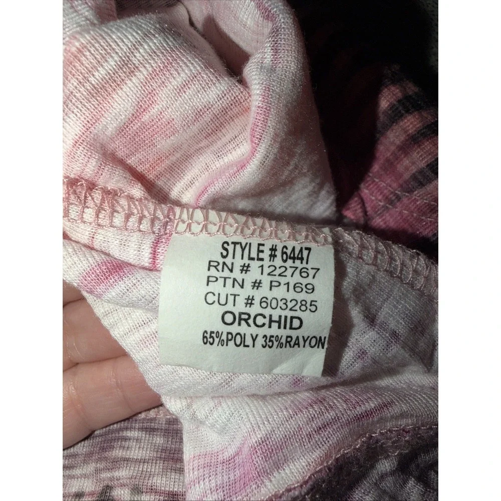David Cline Women's Crushed Layered Look Tee Long Sleeve Size XS Multi Orchid